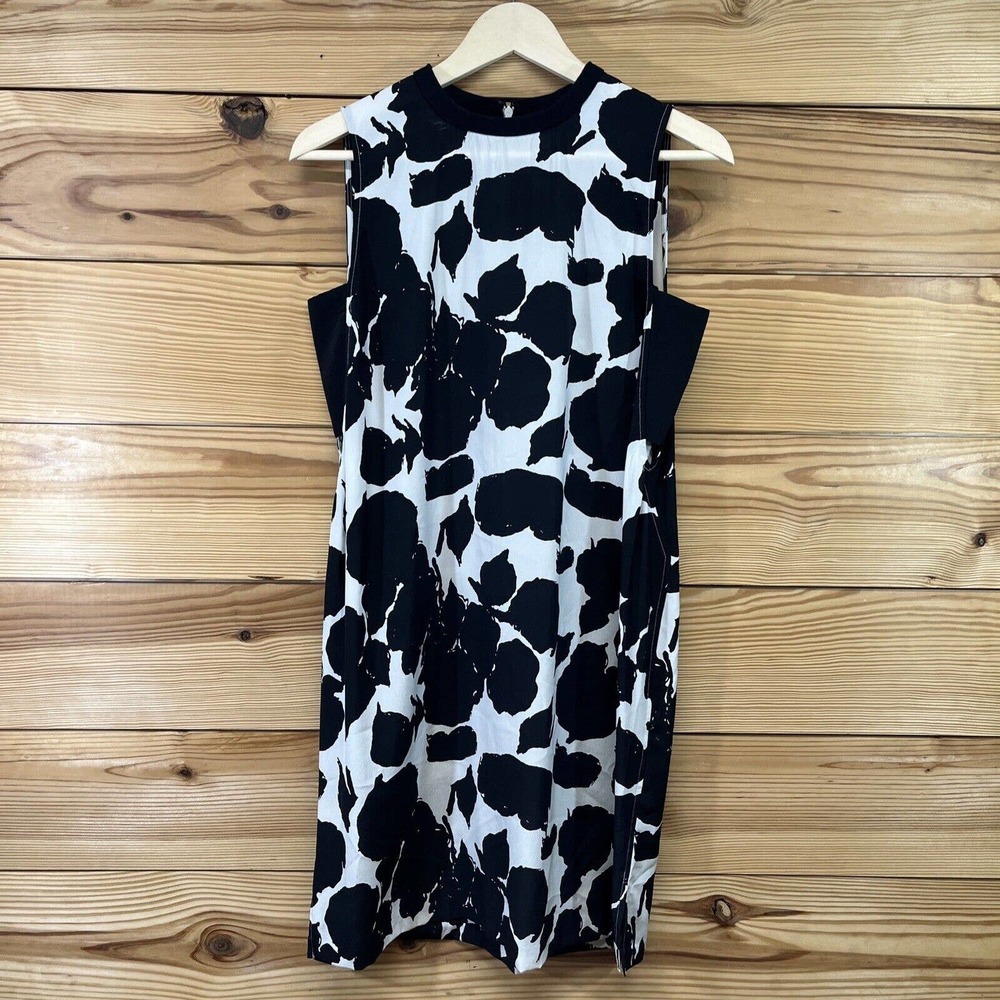 Derek Lam Silk Dress Size 10 Crosby Shadow Floral Black White Sleeveless B84